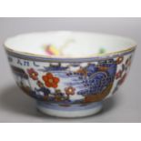 A 19th century Chinese famille rose bowl, wear to gilding,12cm