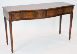 A George III style mahogany serpentine fronted serving table, width 153cm, depth 57cm height 88cm