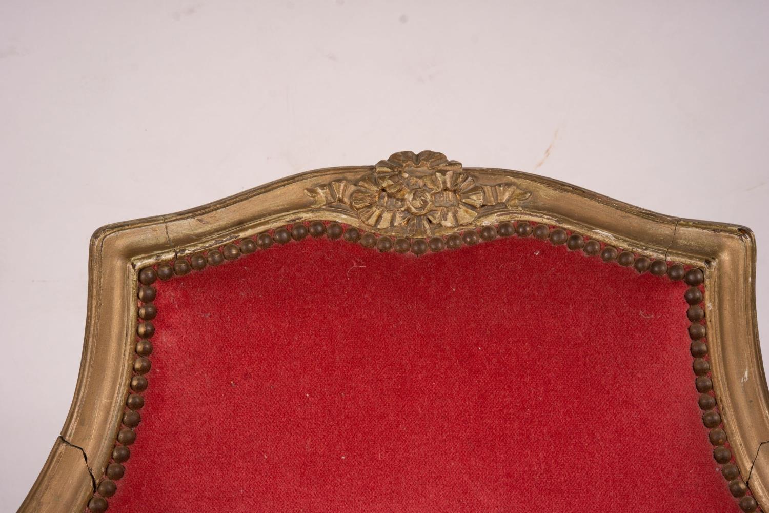 A late 19th century French giltwood tub shaped side chair, width 61cm, depth 62cm, height 78cm - Image 4 of 5