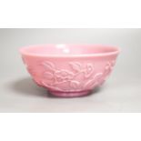 A Chinese Beijing pink glass bowl - cracked