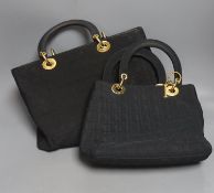 Two Dior Cannage nylon handbags from 1998, bought from Harrods, one is a smaller evening bag, the