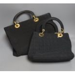 Two Dior Cannage nylon handbags from 1998, bought from Harrods, one is a smaller evening bag, the