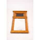 A Biedermeier style maple wall mirror, width 52cm, height 109cm