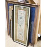 Assorted framed and glazed Chinese embroideries, late Qing to Republic