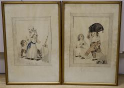 19th century English School, a pair of watercolour of children dressing up, ‘I will be a Lady’ & ‘