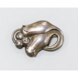 A Georg Jensen sterling tulip brooch, no. 100B, 42mm.