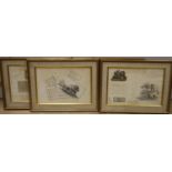 19th century English School, set of clin d’oeuil watercolour and collage panels, Poems, verses,