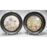 Two Victorian pot lids depicting the Crystal PalaceBoth heavily crazed, the exterior view with a