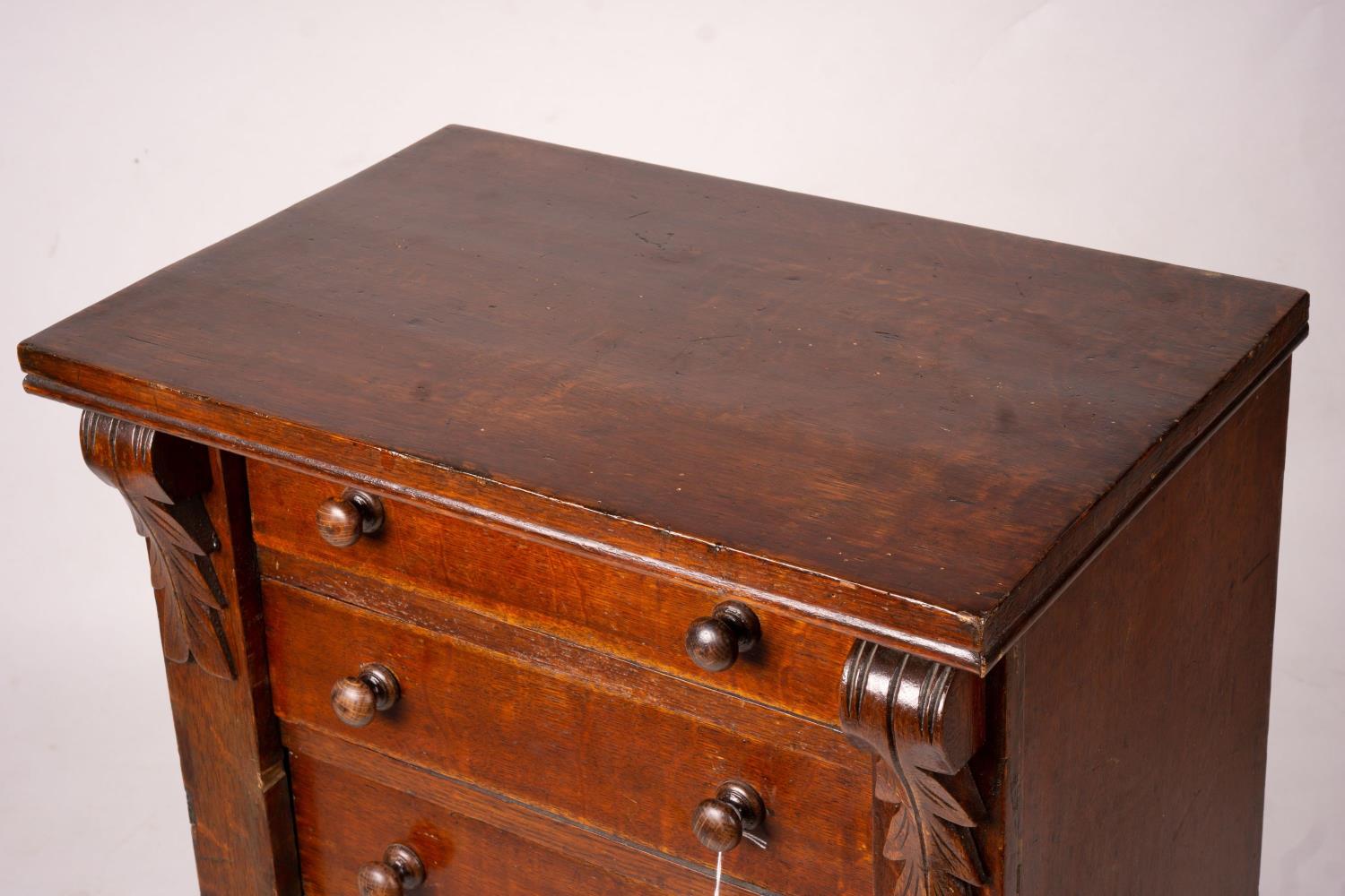 A late Victorian oak Wellington chest, width 51cm, depth 34cm, height 100cm - Image 4 of 6