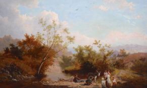 Edward Henry Holder R.A. (1847-1922)Travellers resting beside a streamOil on canvasSigned and
