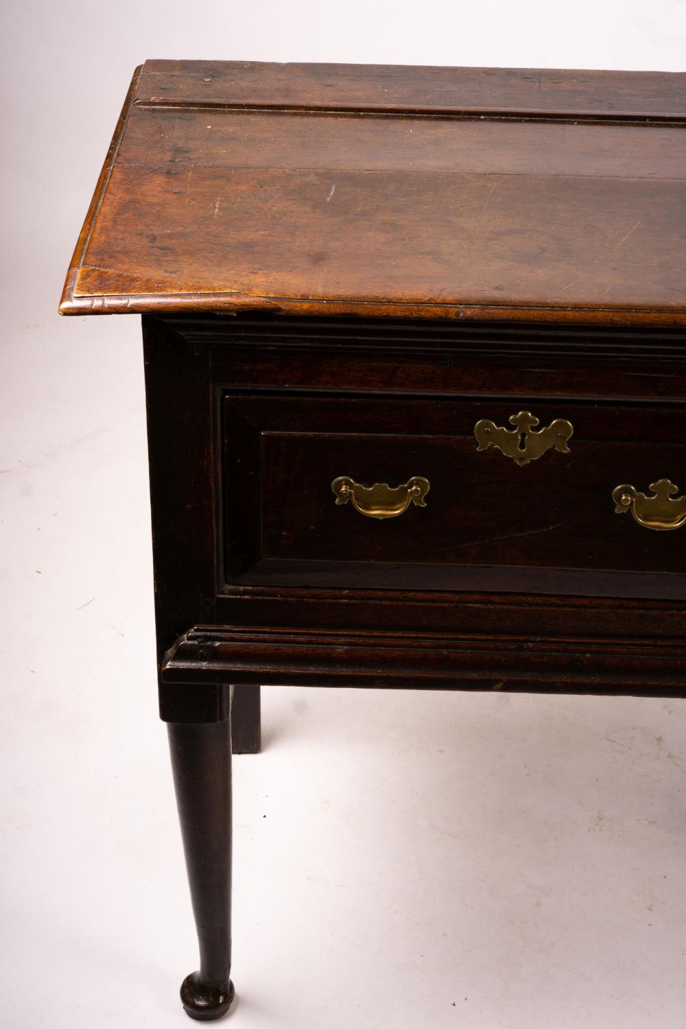 An 18th century oak low dresser on pole turned legs and pad feet, length 198cm, depth 53cm, height - Image 15 of 16