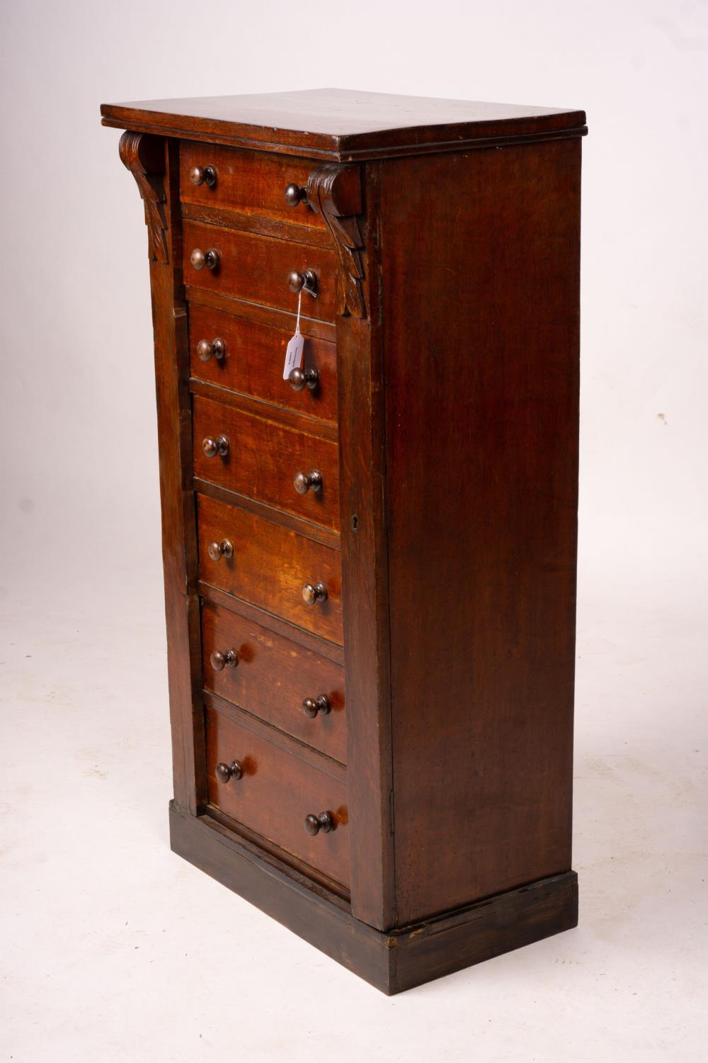 A late Victorian oak Wellington chest, width 51cm, depth 34cm, height 100cm - Image 6 of 6