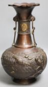 A Japanese bronze vase, Meiji period31cm