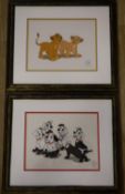 Two Walt Disney sericels, limited editions, The Lion King & 101 Dalmations, 25 x 33cm.