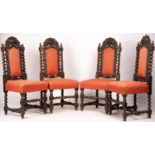 A set of four late 19th century Flemish oak barley twist dining chairs