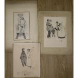 Phil May (1864-1903), three original pen and ink cartoons, 'The New Play 1902', 'Test Your Sight