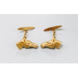 A modern pair of 9ct gold horse head cufflinks, 20mm, 10.3 grams.