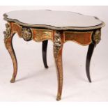 A 19th century Boulle inlaid centre table with shaped oval top, width 130cm, depth 78cm, height