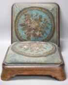 Pair of Victorian beadwork footstools30cm