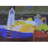 Ann Wegmuller, (1941-) gouache, 'Shore Church', signed, Bankside Gallery label verso, 56 x 75cm