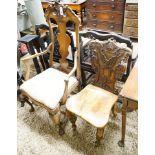 A Dutch high back chair and a hall chair