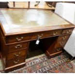 A late Victorian mahogany pedestal desk, length 122cm, depth 74cm, height 76cm