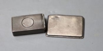 A Victorian engine turned silver vesta case, George Adams, London, 1879, 45mm and a later silver
