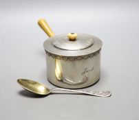 A late 19th/early 20th century Tiffany & Co sterling brandy warmer? and cover, length 16.7cm, and
