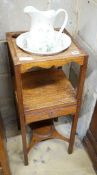 A George III mahogany wash stand with a later jug and basin, overall height 94cm