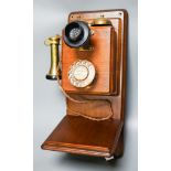 A mahogany cased Worfield telephone, patent 17893648cm