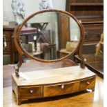 An early 19th century mahogany bowfront box base toilet mirror, width 54cm, depth 21cm, height 54cm