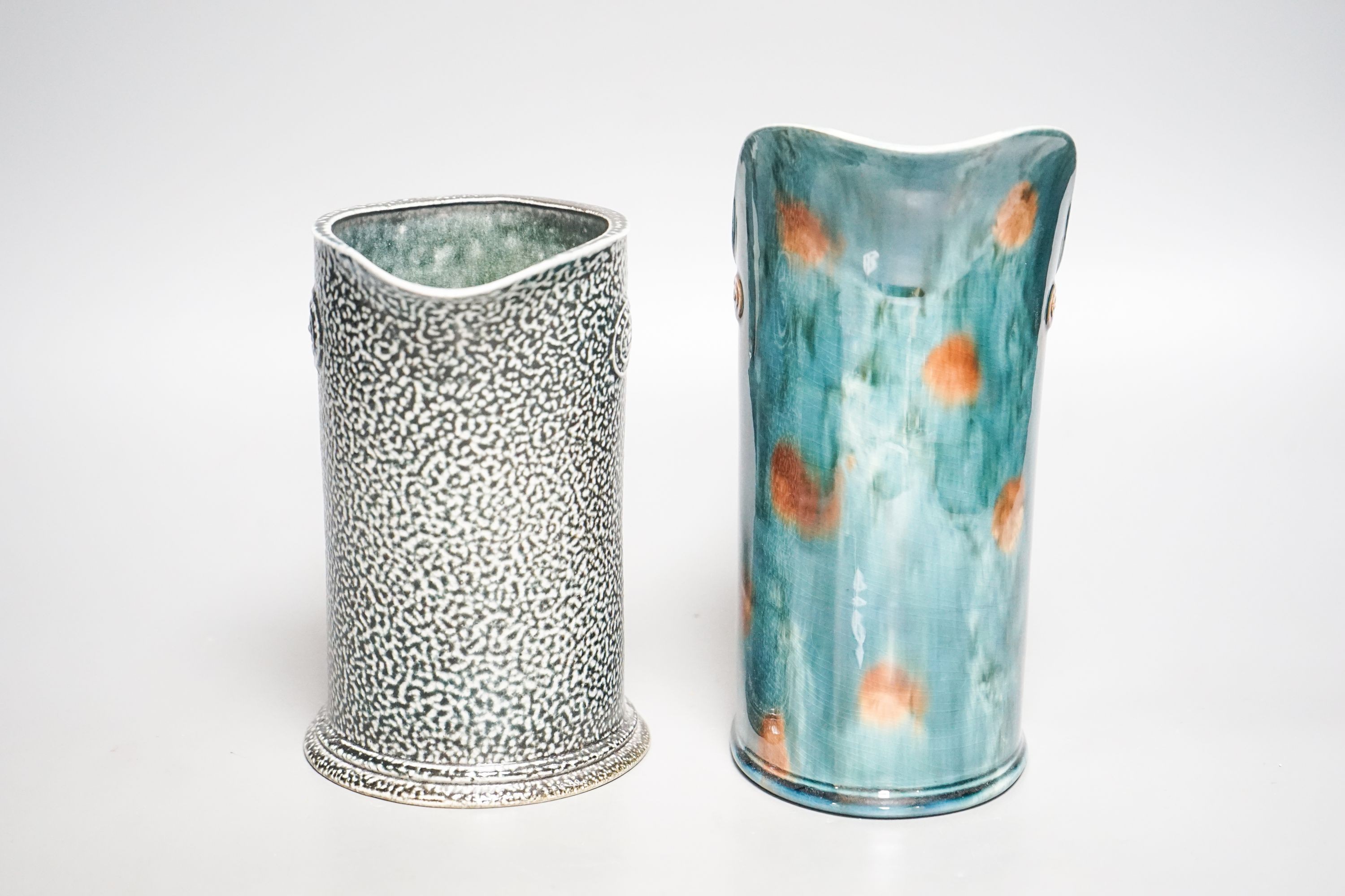 Walter Keeler (b.1942), a Whieldon ware jug and a salt glaze stoneware jug, 16.5cm, both unmarked ( - Image 2 of 2