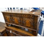 A Titchmarsh & Godwin reproduction small oak coffer, length 99cm, depth 30cm, height 48cm