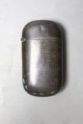 A 19th century French white metal and niello cigarette? case, 93mm, gross 79 grams.