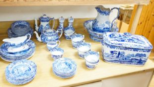 A Spode Italian design part service, including salt, pepper, tea and coffee pots, jug and basin