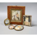 Five framed miniatures including Marquis De Marigny, height 10cm