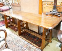 A mid 20th century Arts and Crafts style rectangular pine and beech serving table, dated 1955,