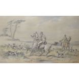 Hablot Knight Browne (1815-1882) 'Phiz', charcoal and watercolour, 'Get Him!', 23 x 37cm