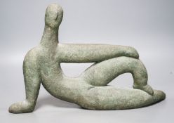 A bronzed pottery abstract figure, marked ‘WP 92’40cm