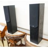 A pair of Bowers and Wilkins Black Ash loud speakers, height 82cm