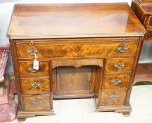 A George II style mahogany kneehole desk, length 92cm, depth 52cm, height 81cm