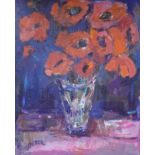 Jane Soeder (1934-), oil on board, Poppies, 1991, signed, 60 x 50cm