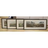 After Wolstenholme, set of four colour prints, Fox hunting scenes, overall 35 x 82cm