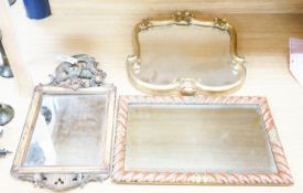 Three small giltwood and polychrome mirrors42x40cm