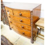 A Regency mahogany bowfront chest of drawers, width 112cm, depth 53cm, height 104cm