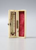 A George III ivory toothpick case, now containing a small thermometer