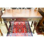 A George II mahogany rectangular folding tea table, width 90cm, depth 41cm, height 72cm