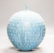 Peter Beard (b.1951) a large turquoise glazed stoneware 'urchin' globe jar and cover,35cm