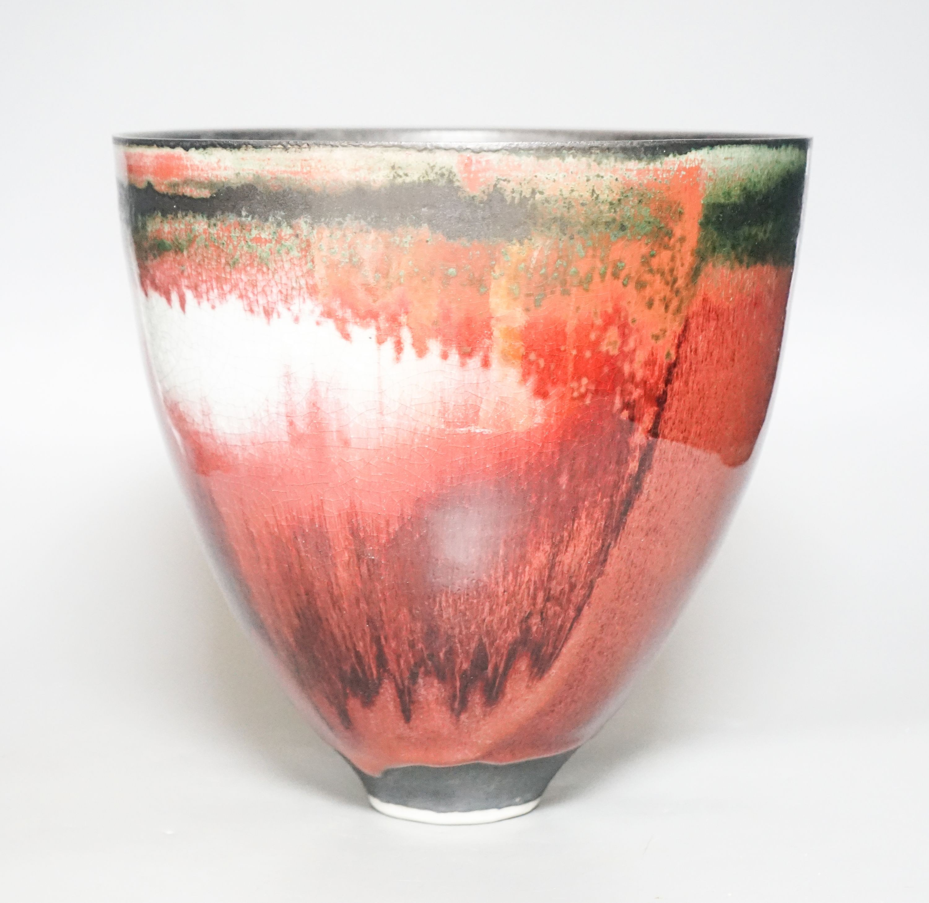 Eddie Curtis (b.1953), a large copper red and black glazed vase25cm