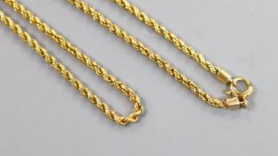 A 9ct rope twist chain, 44cm, 8.2 grams.